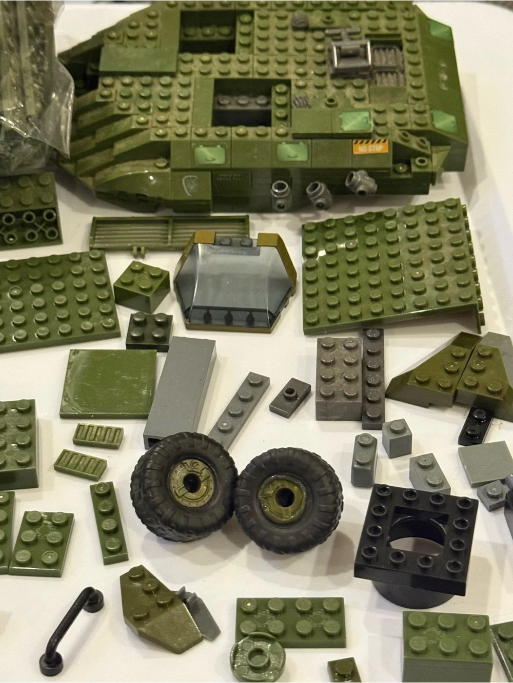 Army vehicle blocks pieces parts elements lot